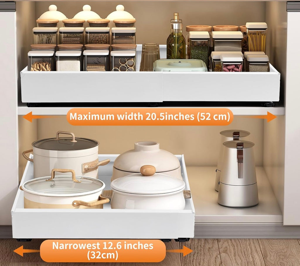 Sliding Kitchen Cabinet Organizer with Pull-Out Tray