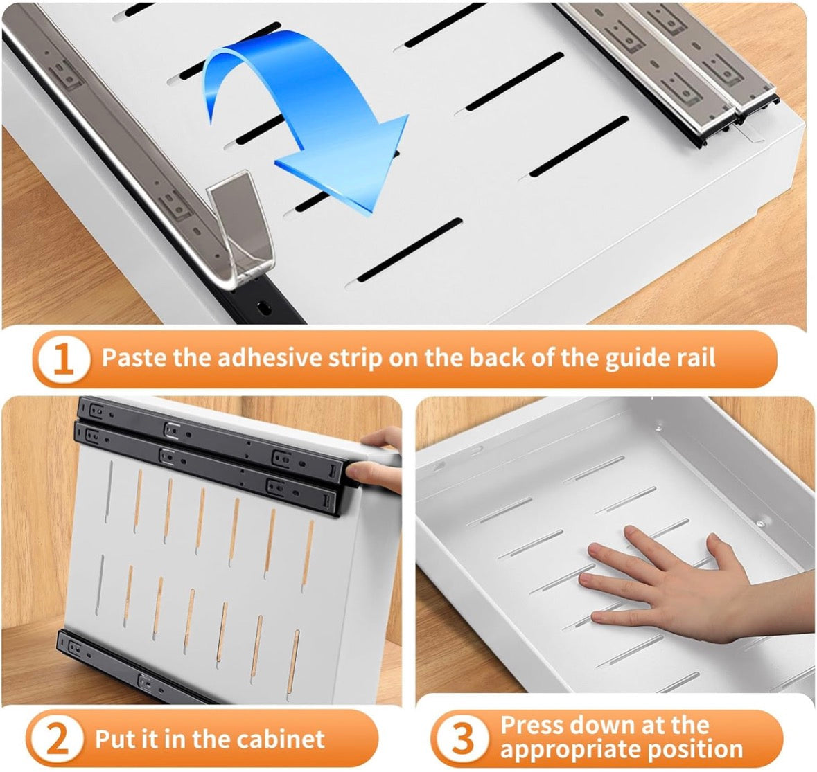 Sliding Kitchen Cabinet Organizer with Pull-Out Tray