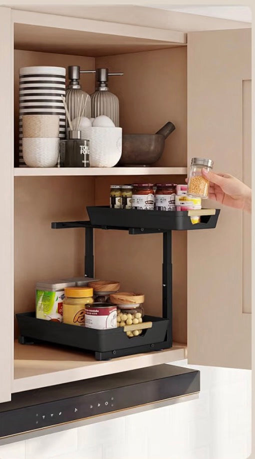 2-Tier Under Sink Organizer with Pull-Out Drawer