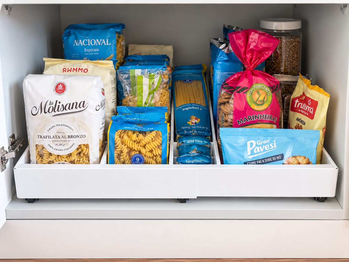 Sliding Kitchen Cabinet Organizer with Pull-Out Tray